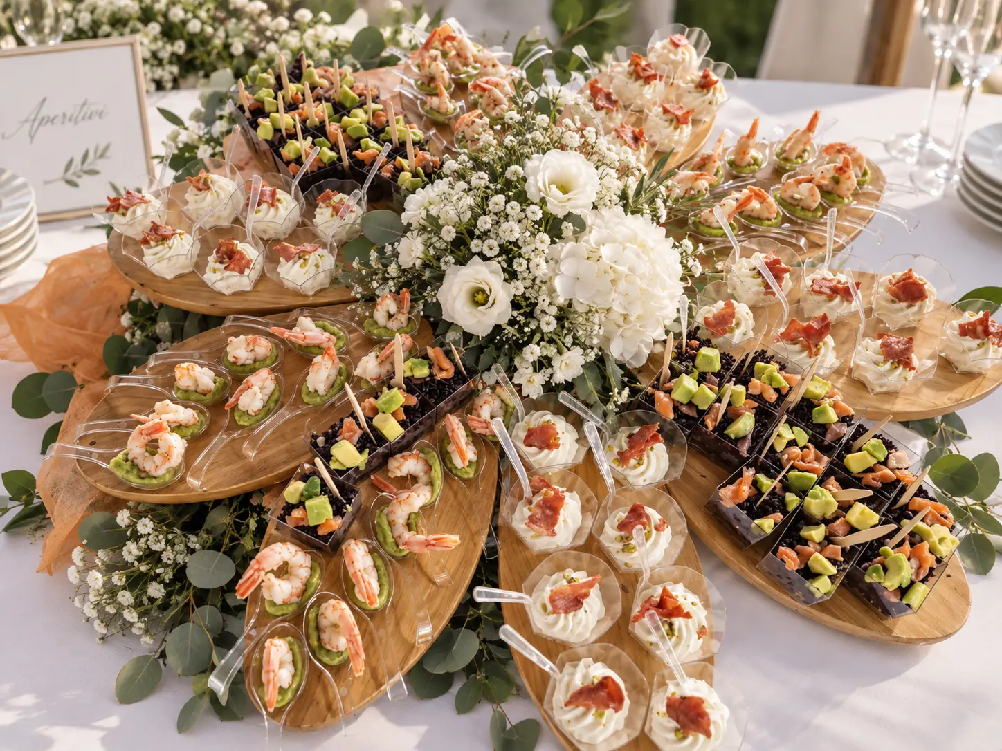 Buffet aperitivo preparato per gli ospiti del ricevimento