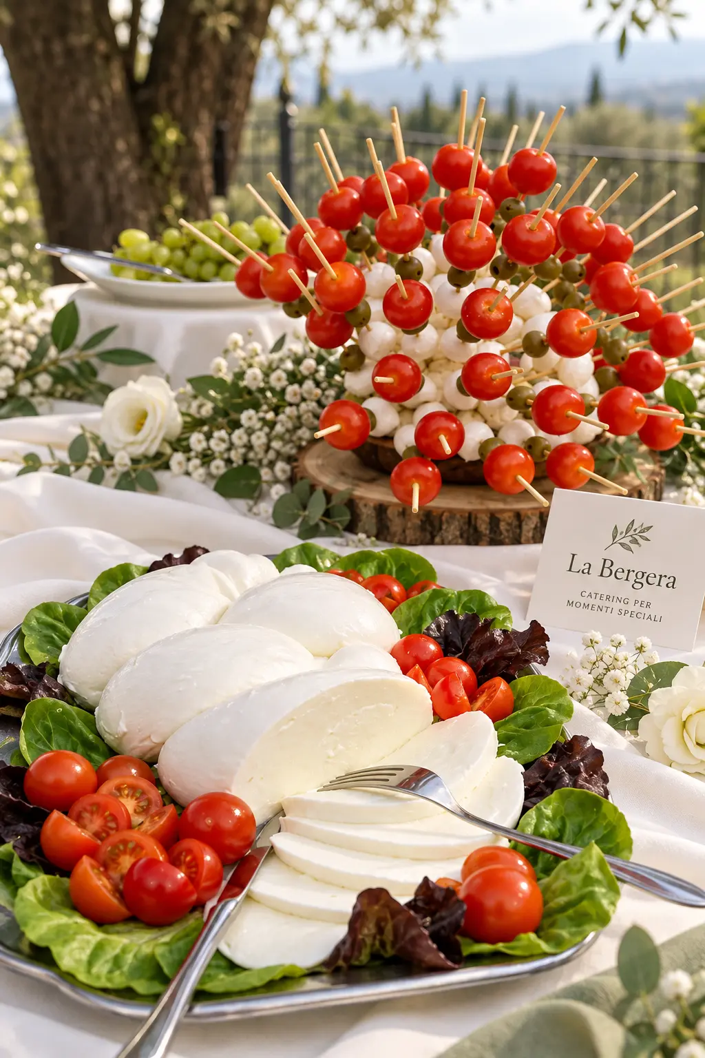 Mozzarella di bufala con pomodorini nel buffet aperitivo