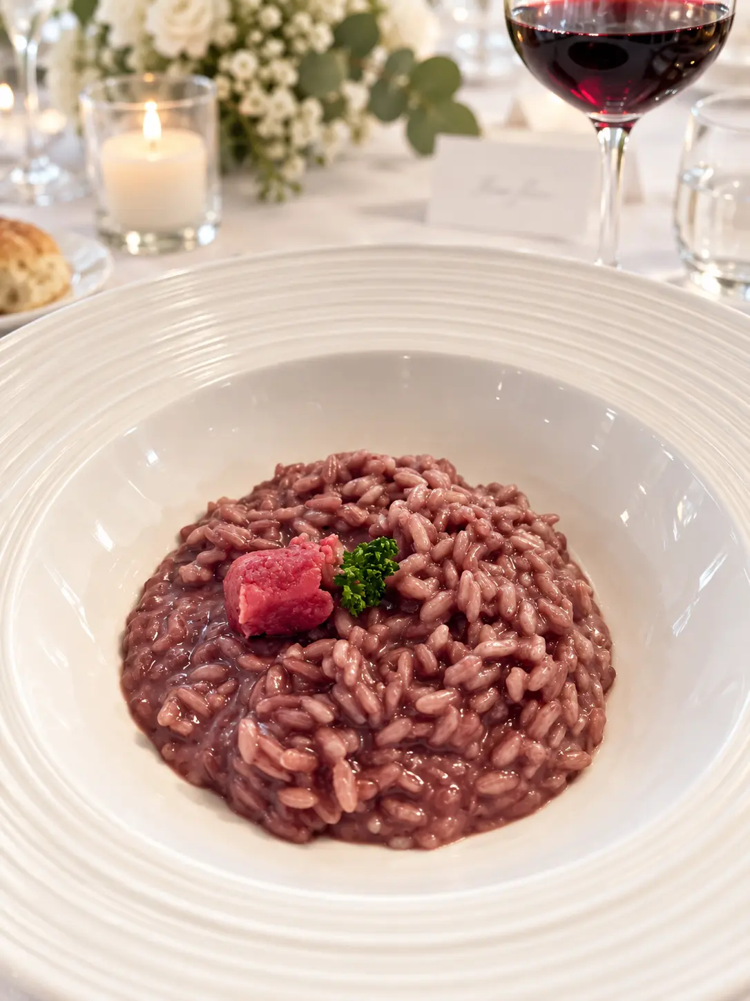 Risotto al Barolo con salsiccia di Bra